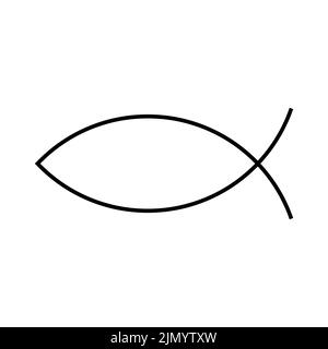 Christian icona pesce, stile linea Illustrazione Vettoriale