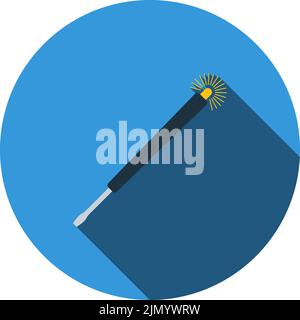 Icona del cacciavite per test elettrico. Design a matita circolare piatta con ombra lunga. Illustrazione vettoriale. Illustrazione Vettoriale