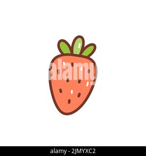 Carino fragola isolato su sfondo bianco. Illustrazione vettoriale disegnata a mano in stile doodle. Perfetto per carte, logo, decorazioni, ricette, menu Illustrazione Vettoriale