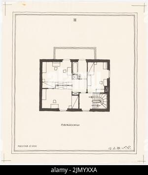 Böhmer Franz (1907-1943), casa singola (12.02.1929): Pianta del piano superiore con mobili 1: 100. Inchiostro su trasparente, 25,6 x 23 cm (inclusi i bordi di scansione) Foto Stock