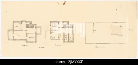 Böhmer Franz (1907-1943), edificio residenziale (1925-1925): Pianta del sito 1: 200, pianta del piano terra, piano superiore 1: 100. Inchiostro, matita su trasparente, 28,2 x 65,9 cm (inclusi i bordi di scansione) Foto Stock