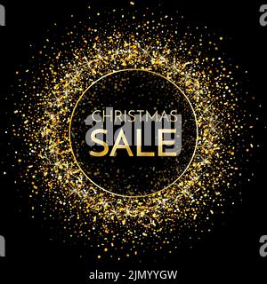 Vendita. Banner di vendita di Natale. Frase di vendita di Natale su sfondo glitter scuro. Illustrazione vettoriale. Illustrazione Vettoriale