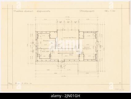 Böhmer Franz (1907-1943), edificio residenziale Liebert a Berlino-Lichtenrade (25 giugno 1936): Piano superiore 1:50. Matita su trasparente, 34,6 x 49 cm (inclusi i bordi di scansione) Foto Stock