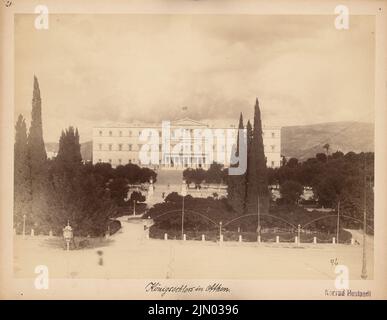 Gärtner Friedrich von (1791-1847), Parlamento (ex Königschloss) ad Atene (senza data): Vista. Foto su cartone, 23,2 x 29,9 cm (compresi i bordi di scansione) Gärtner Friedrich von (1791-1847): Parlament (orlo. Königsschloss), Athen Foto Stock