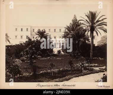 Gärtner Friedrich von (1791-1847), Parlamento (ex Königschloss) ad Atene (senza data): Vista laterale. Foto su cartone, 23,5 x 29,8 cm (compresi i bordi di scansione) Gärtner Friedrich von (1791-1847): Parlament (orlo. Königsschloss), Athen Foto Stock