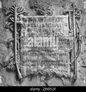 Fort Nelson Plaque Black and White - Louisville Kentucky History Foto Stock