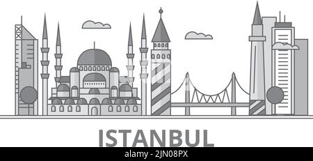 Turchia, città di Istanbul skyline isolato vettore illustrazione, icone Illustrazione Vettoriale