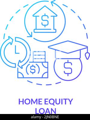Home equity prestito blu gradiente concetto icona Illustrazione Vettoriale