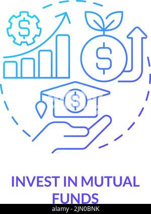 Investire in fondi comuni blu gradiente concetto icona Illustrazione Vettoriale
