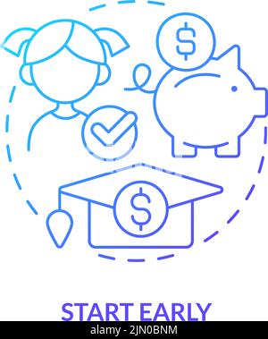 Icona Start Early Blue Gradient Concept Illustrazione Vettoriale