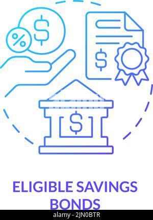 Icona del concetto di gradiente blu dei bond di risparmio ammessi Illustrazione Vettoriale