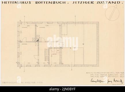 Böhmer Franz (1907-1943), Hettenhaus in Rottenbuch (05,1934): Pianta piano superiore 1:50. Matita su trasparente, 38,7 x 56 cm (compresi i bordi di scansione) Böhmer & Petrich : Hettenhaus, Rottenbuch Foto Stock