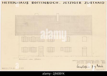 Böhmer Franz (1907-1943), Hettenhaus a Rottenbuch (05,1934): Vista del sud 1:50. Matita su trasparente, 35,9 x 53,6 cm (compresi i bordi di scansione) Böhmer & Petrich : Hettenhaus, Rottenbuch Foto Stock