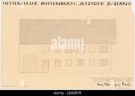 Böhmer Franz (1907-1943), Hettenhaus a Rottenbuch (05,1934): Vista del nord 1:50. Matita su trasparente, 35,8 x 53,7 cm (compresi i bordi di scansione) Böhmer & Petrich : Hettenhaus, Rottenbuch Foto Stock