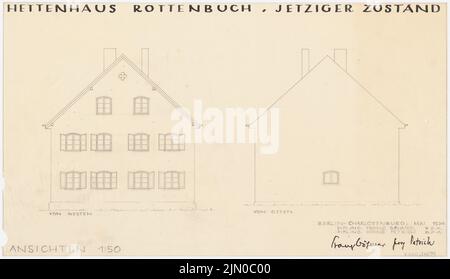 Böhmer Franz (1907-1943), Hettenhaus a Rottenbuch (05,1934): Vista su ovest e est 1:50. Matita su trasparente, 35,8 x 62,4 cm (compresi i bordi di scansione) Böhmer & Petrich : Hettenhaus, Rottenbuch Foto Stock