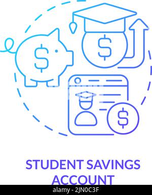 Icona del concetto di gradiente blu del conto di risparmio degli studenti Illustrazione Vettoriale