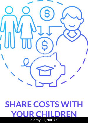 Condividi i costi con l'icona blu del concetto di gradiente dei tuoi figli Illustrazione Vettoriale