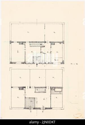 Rüster Emil (1883-1949), casa singola (senza data): Pianta. Inchiostro e matita colorata su carta, 30 x 21,5 cm (compresi i bordi di scansione) Rüster Emil (1883-1949): Einfamilienhaus Foto Stock