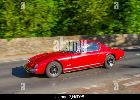 Anni '1968 60 '60, Lotus ELAN rossa + 2 1588cc auto sportiva a benzina britannica; vetture in mostra al 13° Lytham Hall Summer Classic Car & Motorcycle Show, un Classic Vintage Collectible Transport Festival. Foto Stock