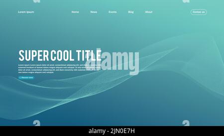 Pagina di destinazione disegno astratto. Modello per sito Web o app. Onda minima astratta colorata Illustrazione Vettoriale