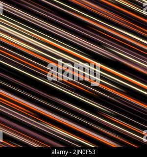 Linee diagonali a strisce luminose strisce neon con movimento astratto colorato e luminoso e linee di velocità su sfondo nero per sfondi Foto Stock