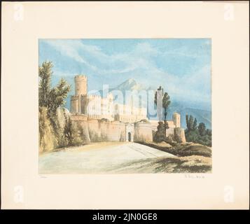 Koch Friedrich (1828-1922), studi di viaggio dall'Italia 1851-53 (1849-1850): Trento (vista prospettica). Acquerello Tusche su carta, 37,2 x 44,3 cm (compresi i bordi di scansione) Koch Friedrich (1828-1922): Reisestudien aus Italien 1851-53 Foto Stock