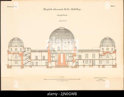 Architetto sconosciuto, osservatorio Potsdam-Babelsberg (1914-1918): Sezione longitudinale 1: 100. Litografia colorata su carta, 55,7 x 75,7 cm (compresi i bordi di scansione) Thür Georg (1846-1924): Sternwarte Potsdam-Babelsberg Foto Stock