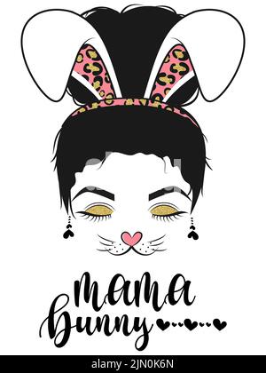 Mama coniglietto, sudicio. Felice illustrazione di Pasqua. Foto Stock