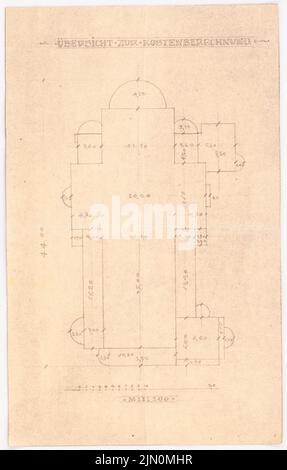 Klomp Johannes Franziskus (1865-1946), Sant'Agata, Lindlar-KapellenSüng (1910): Piano per il calcolo dei costi 1: 200. Rottura leggera su carta, 33,9 x 21,6 cm (compresi i bordi di scansione) Klomp Johannes Franziskus (1865-1946): St. Agatha, Lindlar-Kapellensüng Foto Stock