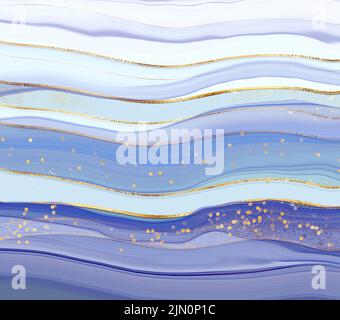 Oceano onde viola inchiostro sfondo alcol. Foto Stock