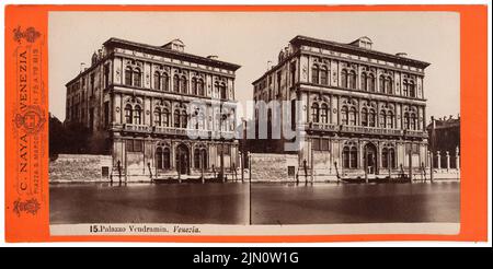 Codussi Mauro (1440-1504), Palazzo Vendramin a Venezia (senza DAT.): Vista. Stereooto, 8,9 x 17,8 cm (compresi i bordi di scansione) Codussi Mauro (1440-1504): Palazzo Vendramin in Venedig (ohne DAT.) Foto Stock