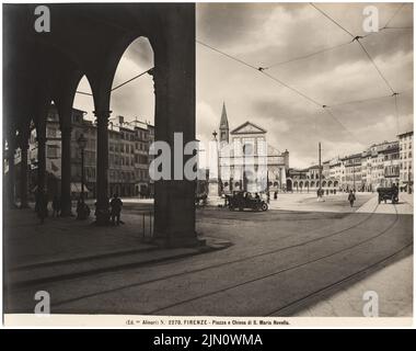 Fotografo sconosciuto, Piazza di S. Maria Novella a Firenze (senza dat.): Vista. Foto, 20 x 25,4 cm (inclusi i bordi di scansione) senza bordi. Fotografa : Piazza di S. Maria Novella a Florenz (ohne DAT.) Foto Stock