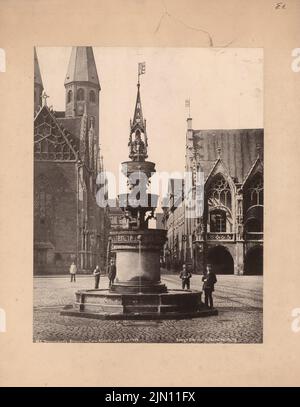 Fotografo sconosciuto, fontana sul mercato della città vecchia a Braunschweig (senza dat.): Vista. Foto su cartone, 34,8 x 26,9 cm (compresi i bordi di scansione) N. : Brunnen auf dem Altstadtmarkt, Braunschweig Foto Stock