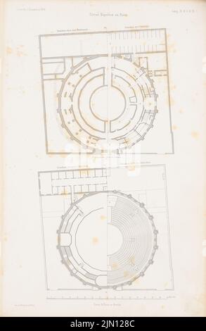 Borstell & Koch, Circus Napoleon, Parigi. (Da: Atlas alla rivista for Building, ed. V. G. Erbkam, Jg. 4, 1854.) (1854-1854): Grundrisse. Cucire su carta, 43 x 28 cm (compresi i bordi di scansione) Borstell & Koch : Zirkus Napoleon, Parigi. (Aus: Atlas zur Zeitschrift für Bauwesen, hrsg. v. G. Erbkam, Jg. 4, 1854) Foto Stock