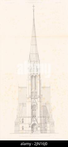 Otzen Johannes (1839-1911), St. Johanniskirche, Amburgo-Altona. (Da: Atlas alla rivista for Building, ed. V.F. Endell, Jg. 27, 1877.) (1877-1877): Vista. Pressione su carta, 59,9 x 29,2 cm (compresi i bordi di scansione) Otzen Johannes (1839-1911): St. Johanniskirche, Amburgo-Altona. (Aus: Atlas zur Zeitschrift für Bauwesen, hrsg. v. F. Endell, Jg. 27, 1877) Foto Stock