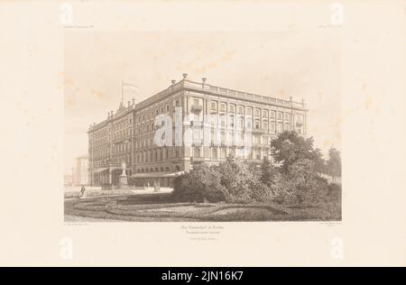 Hude & Hennicke, Hotel Kaiserhof Berlino. (Da: Atlas alla rivista for Building, ed. V.F. Endell, Jg. 27, 1877.) (1877-1877): Vista prospettica. Pressione su carta, 29,9 x 45,4 cm (compresi i bordi di scansione) Hude & Hennicke : Hotel Kaiserhof, Berlino. (Aus: Atlas zur Zeitschrift für Bauwesen, hrsg. v. F. Endell, Jg. 27, 1877) Foto Stock