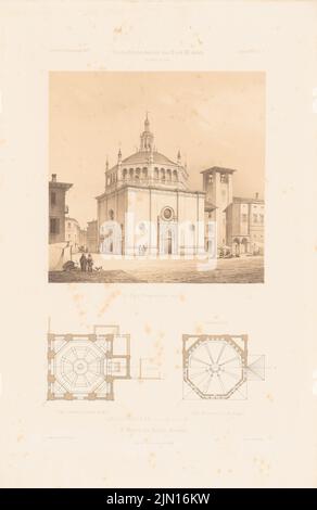 Strack Heinrich (1841-1912), S. Maria, Busto Arsizio. (Da: Atlas alla rivista for Building, ed. V.F. Endell, nato il 27, 1877.) (1877-1877): Grundrisse, vista prospettica. Litografia colorata su carta, 45,6 x 29,6 cm (compresi i bordi di scansione) Strack Heinrich (1841-1912): S. Maria, Busto Arsizio. (Aus: Atlas zur Zeitschrift für Bauwesen, hrsg. v. F. Endell, Jg. 27, 1877) Foto Stock