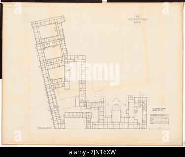 Drewitz Wilhelm (1806-1888), Reich Aviation Ministry di Berlino (edifici precedenti): Ex Ministero della Guerra (1845-1890): Complesso complessivo: Grundriss ad es. 1: 250. Matita colorata su trasparente, 87,3 x 109,4 cm (compresi i bordi di scansione) Drewitz Wilhelm (1806-1888): Reichsluftfahrtministerium, Berlino (Vorgängerbauten): Ehemaliges Kriegsministerium Foto Stock