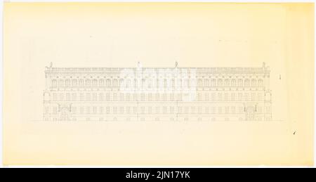 Drewitz Wilhelm (1806-1888), Reich Aviation Ministry di Berlino (edifici precedenti): Ex Ministry of War (1845-1846): Parte di Leipziger Strasse 5-6: View. Rottura leggera su carta, 64,2 x 121,2 cm (compresi i bordi di scansione) Drewitz Wilhelm (1806-1888): Reichsluftfahrtministerium, Berlino (Vorgängerbauten): Ehemaliges Kriegsministerium Foto Stock