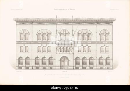 Busse Carl (1834-1896), Reich Printing Company, Berlino. (Da: Atlas alla rivista for Building, ed. V. Ministero del lavoro pubblico, Jg. 39, 1889) (1889-1889): Vista. Cucire su carta, 30 x 45,9 cm (compresi i bordi di scansione) Busse Carl (1834-1896): Reichsdruckerei, Berlino. (Aus: Atlas zur Zeitschrift für Bauwesen, hrsg. v. Ministerium der öffentlichen Arbeiten, Jg. 39, 1889) Foto Stock