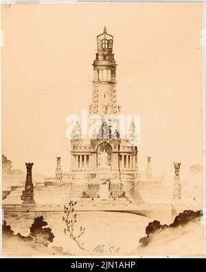 Neckelmann Skjold (1854-1903), monumento Kaiser-Wilhelm, porta Westfalica (ca 1891): Vista. Foto su carta, 21,4 x 17,1 cm (compresi i bordi di scansione) Neckelmann Skjold (1854-1903): Kaiser-Wilhelm-Denkmal, porta Westfalica Foto Stock