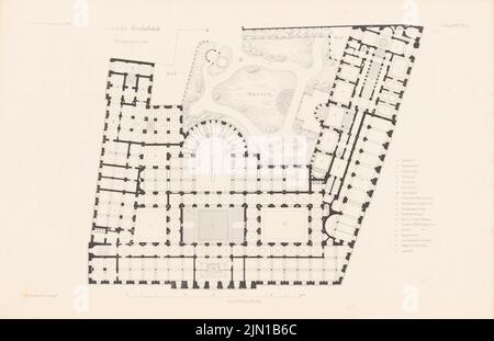 Hitzig Friedrich (1811-1881), Deutsche Reichsbank, Berlino. (Da: Atlas alla rivista for Building, ed. V. G. Erbkam, Jg. 30, 1880) (1880-1880): Grundriss Keller, tetto. Stampa su carta, 29,5 x 45,7 cm (inclusi i bordi di scansione) Hitzig Friedrich (1811-1881): Deutsche Reichsbank, Berlino. (Aus: Atlas zur Zeitschrift für Bauwesen, hrsg. v. G. Erbkam, Jg. 30, 1880) Foto Stock