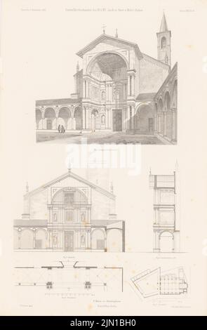 Strack Heinrich (1841-1912), S. Maria, Abbeategegrasso. (Da: Atlas alla rivista for Building, ed. V.F. Endell, Jg. 31, 1881) (1881-1881): pianta, vista prospettica, vista, taglio. Stampa su carta, 45,1 x 29,5 cm (compresi i bordi di scansione) traccia Heinrich (1841-1912): S. Maria, Abbiategrasso. (Aus: Atlas zur Zeitschrift für Bauwesen, hrsg. v. F. Endell, Jg. 31, 1881) Foto Stock