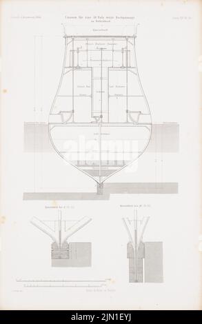 Just J., Dockpassage, Birkenhead. (Da: Atlas alla rivista for Building, ed. V. G. Erbkam, Jg. 14, 1864.) (1864-1864): sezioni trasversali. Cucire su carta, 45,1 x 29,4 cm (compresi i bordi di scansione) Justen J. : Dockpassage, Birkenhead. (Aus: Atlas zur Zeitschrift für Bauwesen, hrsg. v. G. Erbkam, Jg. 14, 1864) Foto Stock