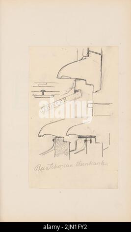 Gropius Martin (1824-1880), album di disegno 3: Gesims (1871-1871): Cuts. Matita su carta, 34,2 x 20,3 cm (compresi i bordi di scansione) Gropius Martin (1824-1880): Skizzenalbum 3: Gesims Foto Stock