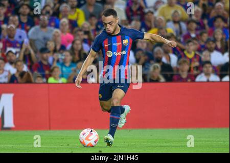 Sergino Dest durante la partita del Trofeo Joan Gamper tra il FC Barcelona e Pumas UNAM al Camp Nou di Barcellona, Spagna. Foto Stock