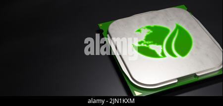 Green World Earth Technology 3D Render Foto Stock