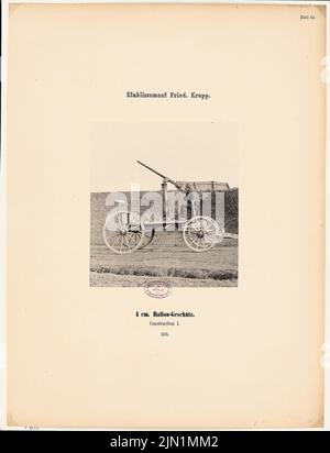 N.N., fabbrica di acciaio fuso Friedrich Krupp, Essen (1870): Visualizza pistola a palloncino da 4 cm, costruzione I. Foto su cartone, 61,7 x 47,3 cm (incl. Scansione bordi) N. : Gussstahlfabrik Friedrich Krupp, Essen Foto Stock