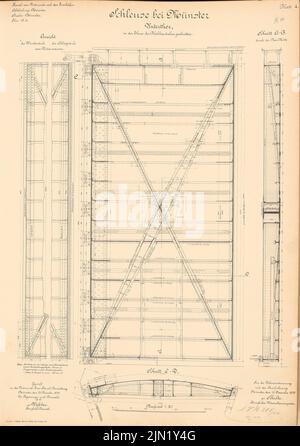 N.N., Dortmund-EMS-Canal. Schleuse, Münster: Untertor: Visualizza, taglia 1:20. Litografia su carta, 70,6 x 49,8 cm (compresi i bordi di scansione) N. : Dortmund-EMS-Kanal. Schleuse, Münster