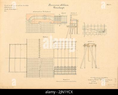 N.N., Dortmund-EMS-Canal. Schleuse, Borssum: Unterhaupt: Supervisione, tagli 1: 100. Litografia colorata su carta, 49,9 x 65,8 cm (compresi i bordi di scansione) N. : Dortmund-EMS-Kanal. Schleuse, Borssum
